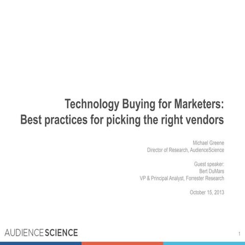 Technology Buying for Marketers:Best Practices for Picking the Right Vendors