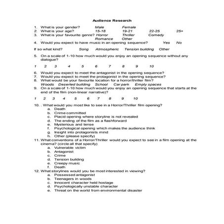 Audience questionnaire 