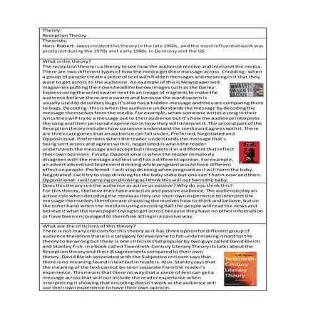 Audience theories reception thoery