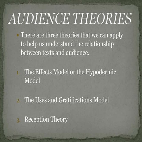 Audience theories - A2 Media