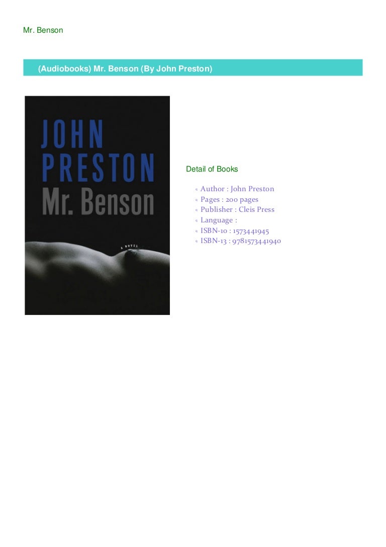(Audiobooks) Mr. Benson (By John Preston)