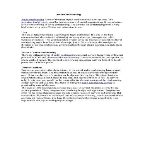 Types of audio conferencing and its uses