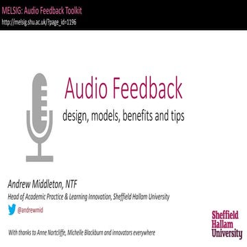 Audio feedback design models and tips