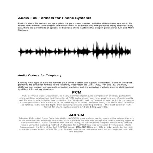 Audio formats for phones