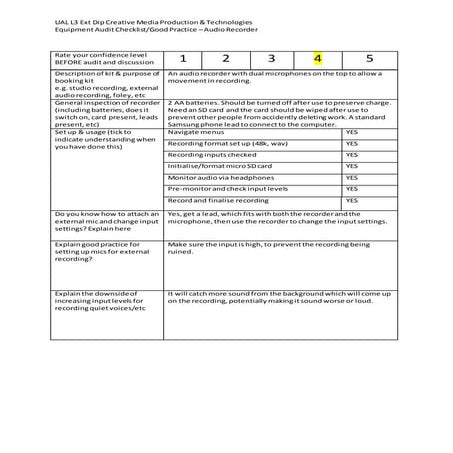 Audio recorder audit form blank(1) | DOCX