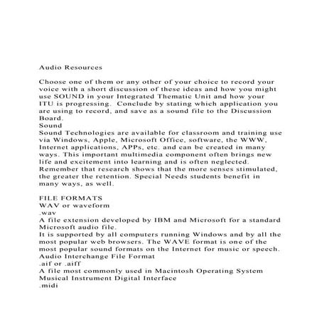 Audio ResourcesChoose one of them or any other of your c.docx