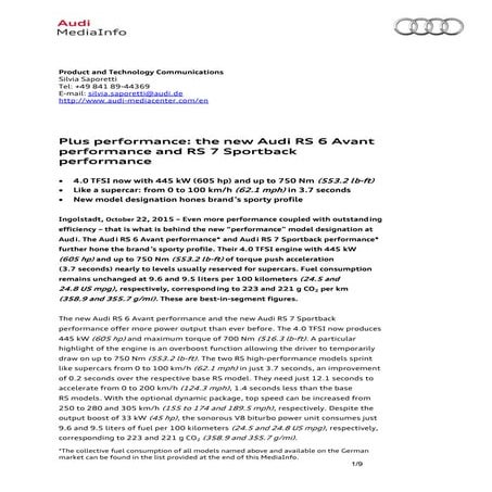 Audi rs6 avant and rs7 sportback performance unveiled | PDF