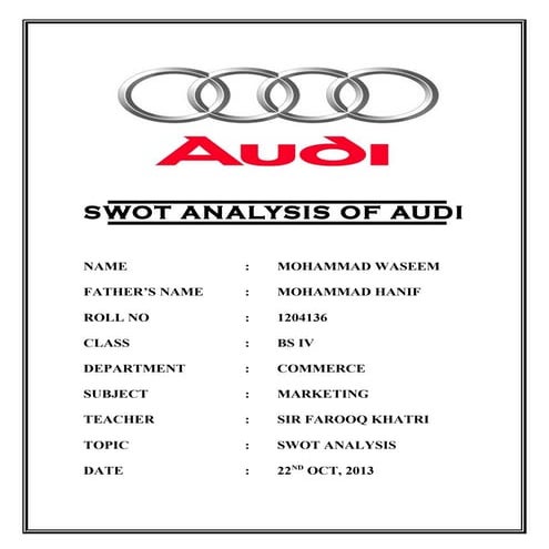 Audi swot analysis