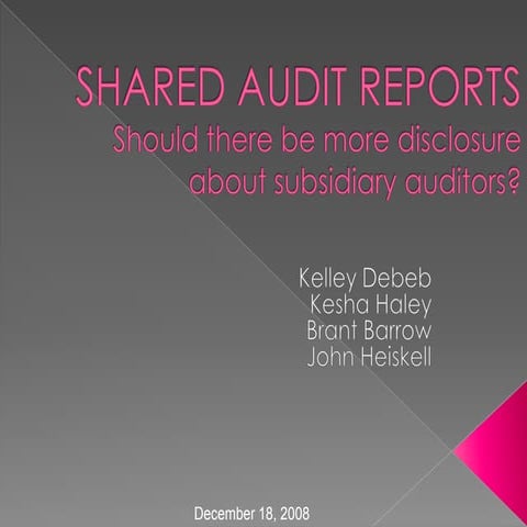 Seminar in Auditing - Shared Audits