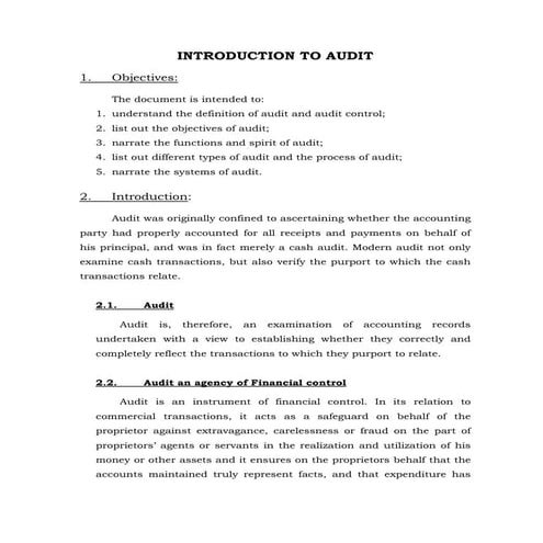 Kerala - Introduction to audit - Note uploaded by T james Joseph Adhikarathil