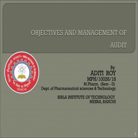 OPERATING AND MANAGEMENT OF AUDIT IN AUDIT AND REGULATORY COMPLIANCE
