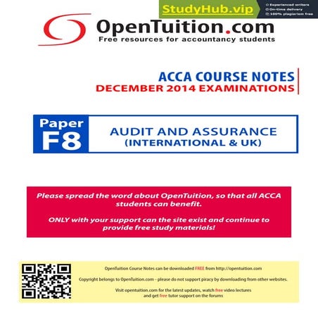 Audit And Assurance International Uk Acca Course Notes December 2014