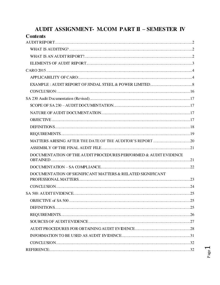 Audit report assignment picture