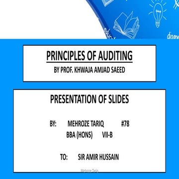 Introduction to Auditing by Prof. Khwaja Amjad Saeed