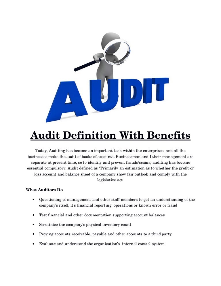Audit definition with benefits