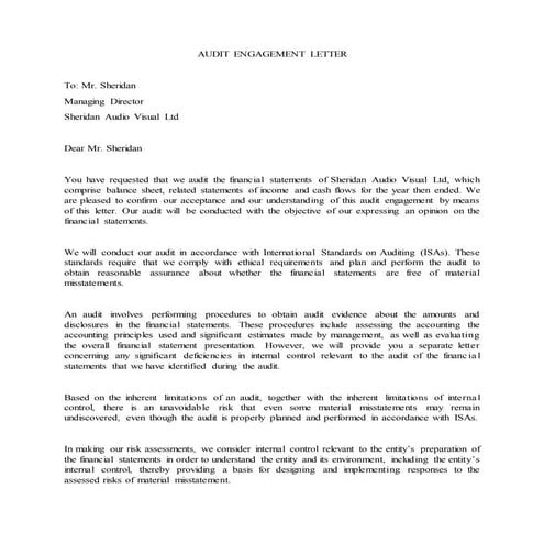 Audit engagement letter