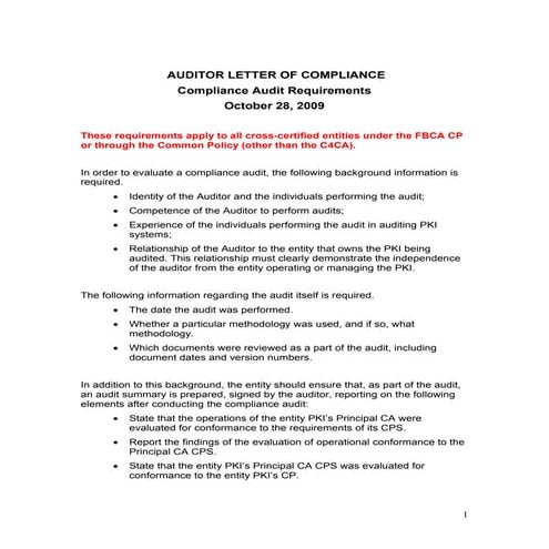 Audit guidance for Federal PKI certfication authorities 