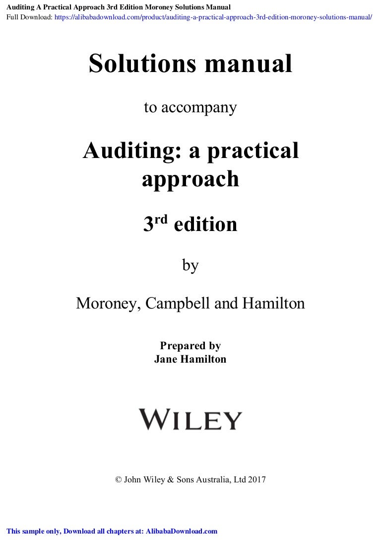 Auditing A Practical Approach 3rd Edition Moroney Solutions Manual