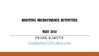 Auditing activities of microfinance institutions