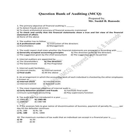 Auditing MCQ