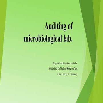 Auditing of microbiological lab 