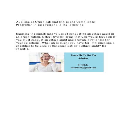 Auditing of Organizational Ethics and Compliance Programs Plea.docx