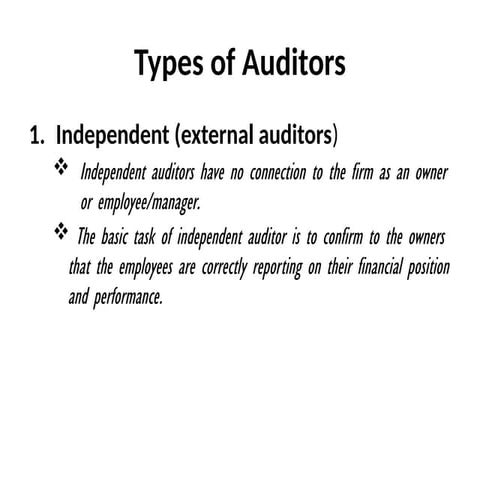 Auditing And Principles of standards one