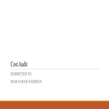 Cost Audit