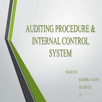 Auditing procedure &amp; internal control system