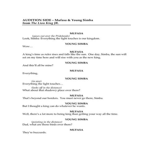 Audition side   mufasa & young simba