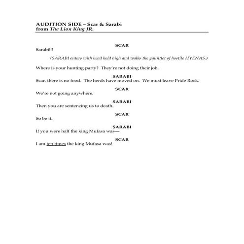 Audition side   scar & sarabi