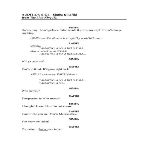Audition side   simba & rafiki