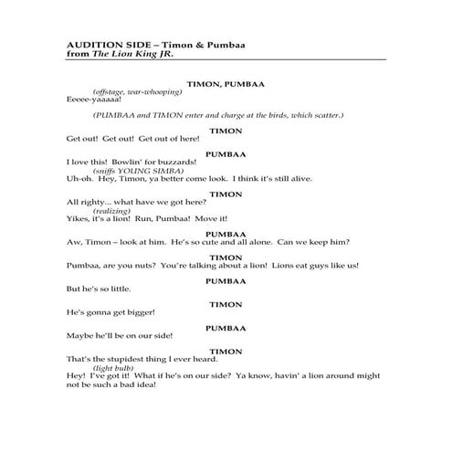 Audition side   timon & pumbaa