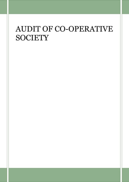 Audit of cooperative society