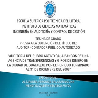 Auditoría financiera a  los rubros ...