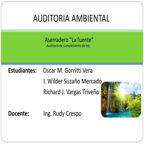 Auditoria Ambiental Cumplimiento de Ley