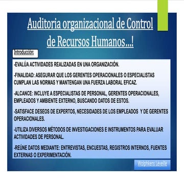 Auditoria organizacional de control  de recursos humanos