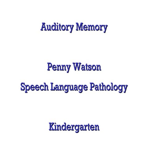 Auditory memory (kindergarten) | PPT