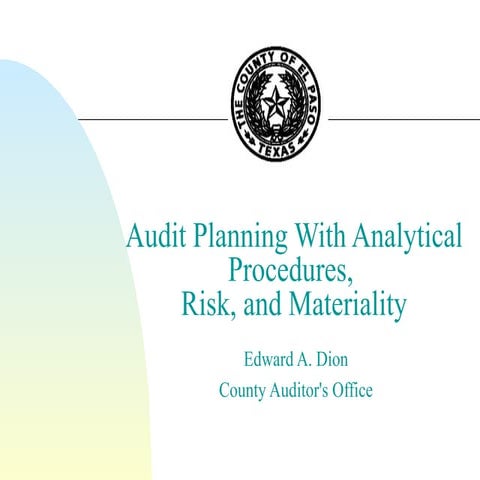 Audit planning and risk assessment