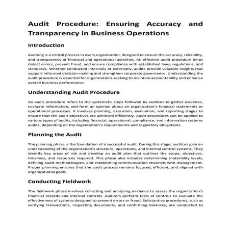 Operational Auditing | PDF