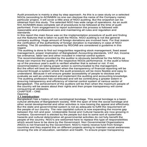 Audit procedure in Bangladesh