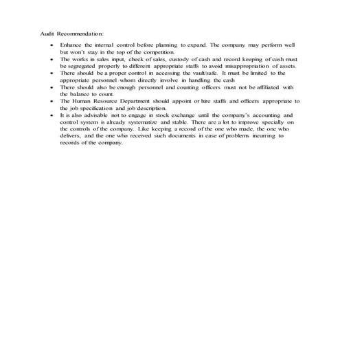 Audit recommendation