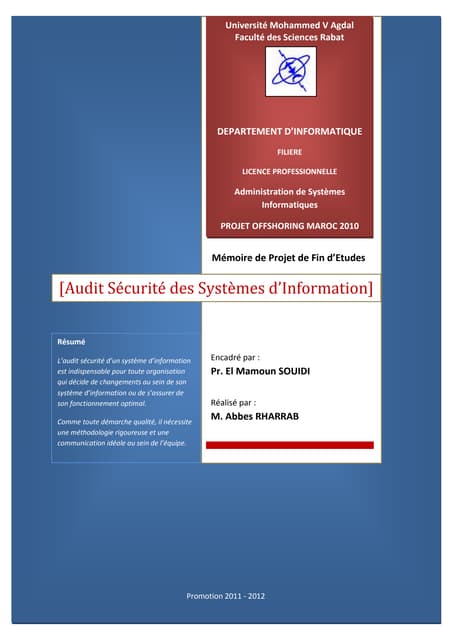 Audit sécurité des systèmes d’information