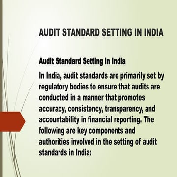 AUDIT STANDARD SETTING IN INDIA,audit planning:Benefits,Factors