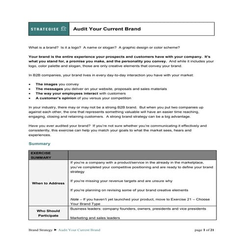 Audit your current brand strategy