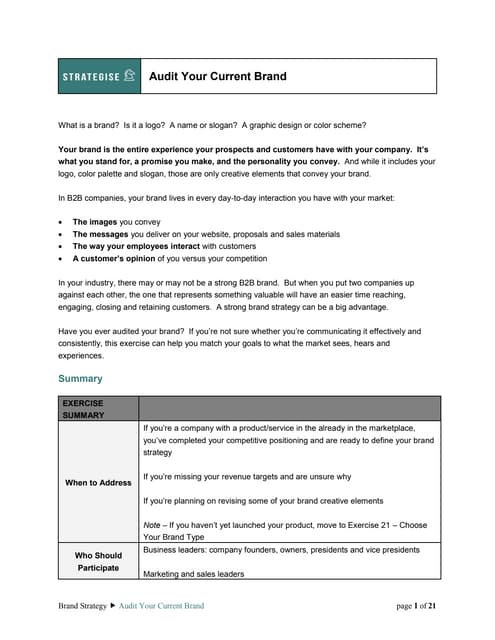 Audit your current brand strategy