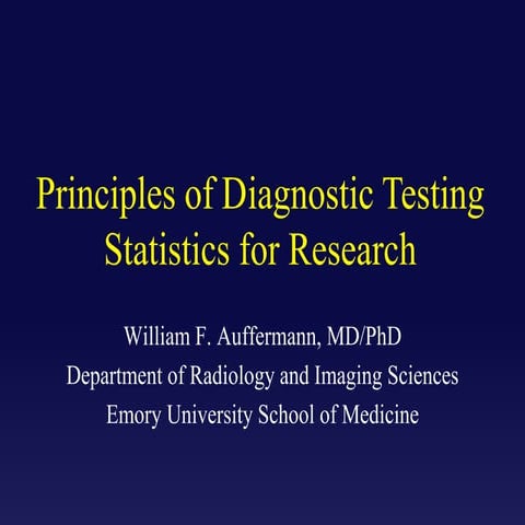 Principles of Diagnostic Testing and ROC 2016