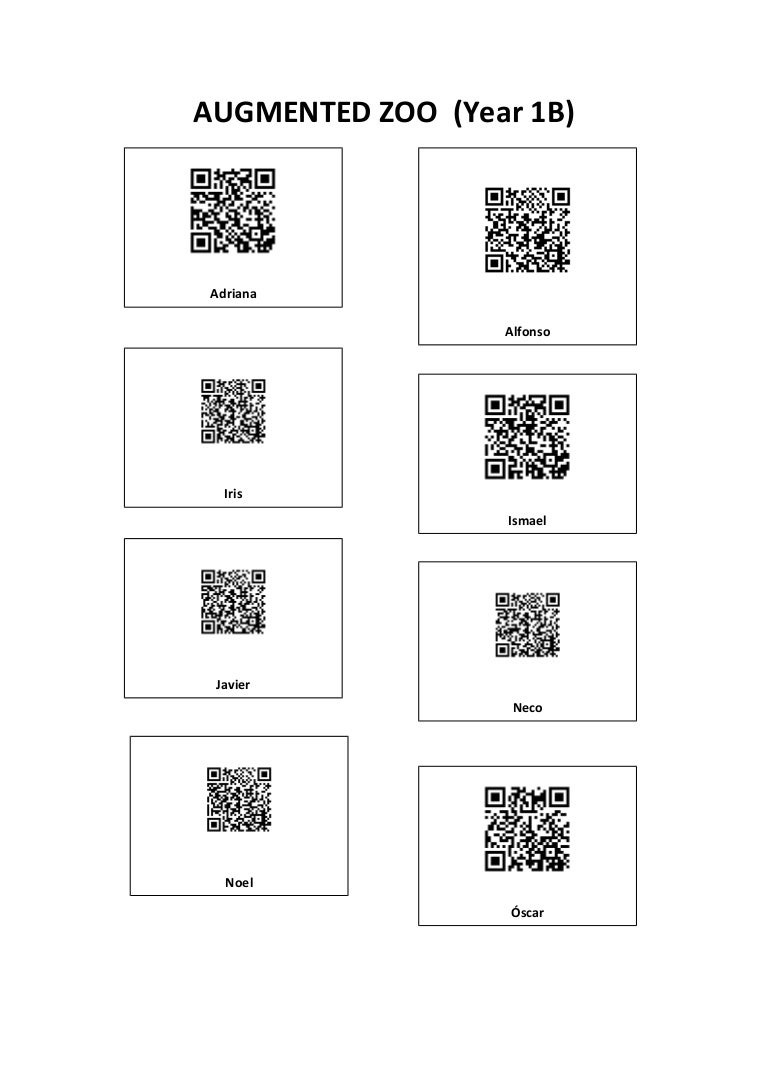 QR codes for Augmented Zoo Year 1B