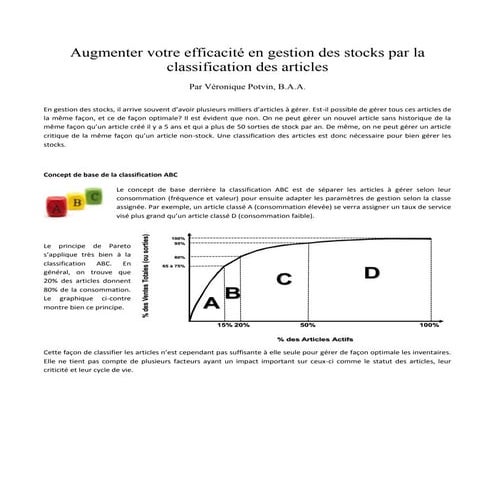 Augmenter votre efficacité en gestion des stocks par la classification des ar...