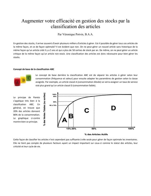 Augmenter votre efficacité en gestion des stocks par la classification des ar...